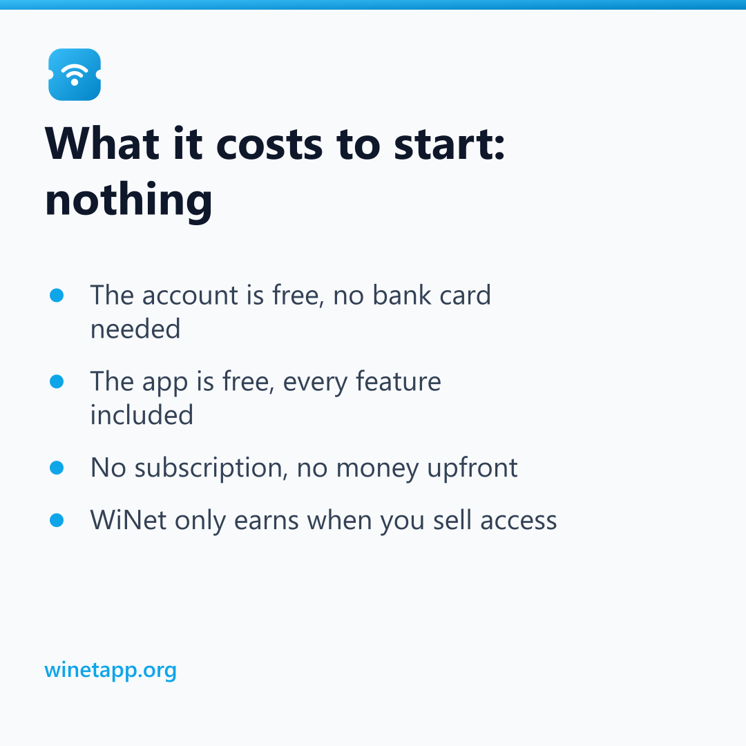What it costs to start: nothing