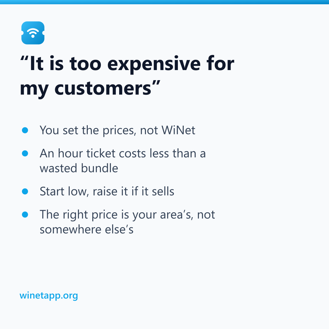 “It is too expensive for my customers”