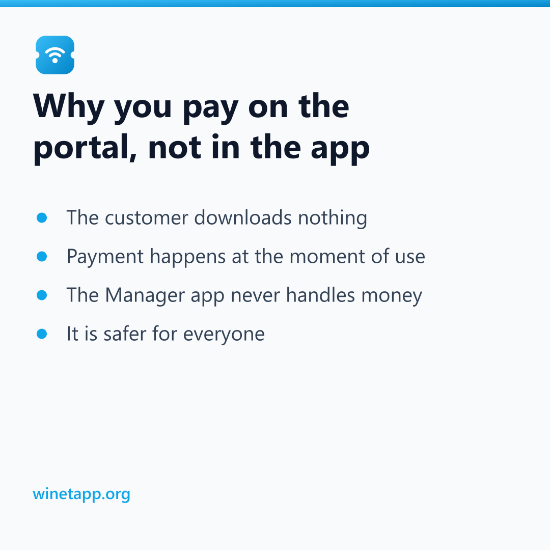 Why you pay on the portal, not in the app