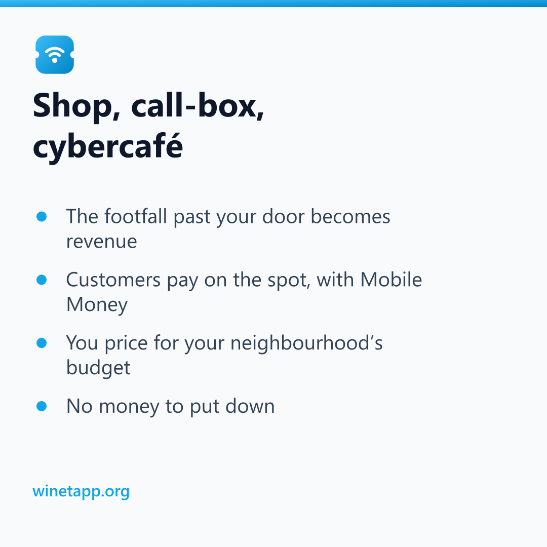 Shop, call-box, cybercafé